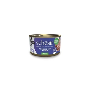Schesir Complete Nutrition: Filetes de atún en gelatina con ternera - Pienso completo para gatos, 85 g