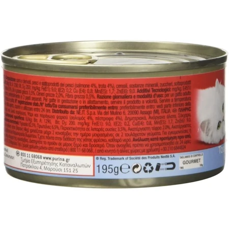 Purina Gourmet Mini Chunks with Salmon and Trout - Complete Food for Adult Cats, 195 g