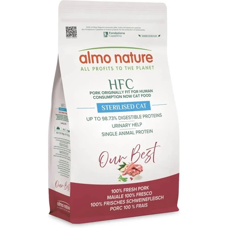 Almo Nature HFC « Our Best » au porc stérilisé - Aliment complet pour chats adultes stérilisés, 1,2 kg