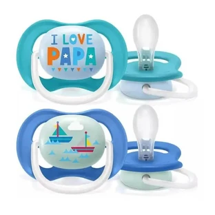 Avent Ultra Air Happy 6–18 meses – 2 chupetes de silicona – Papá/Barco