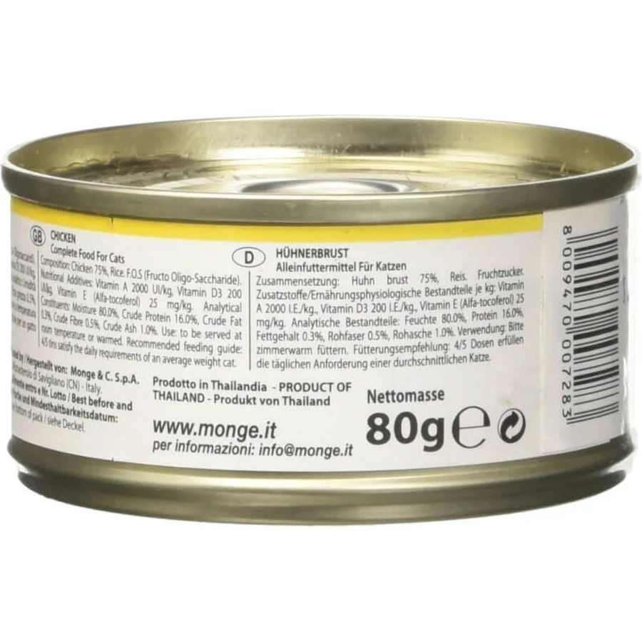 Monge Delicate - bucățele de piept de pui pentru pisici, 80 g