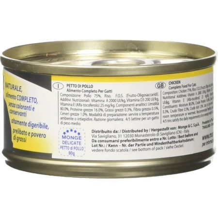 Monge Delicate - bucățele de piept de pui pentru pisici, 80 g