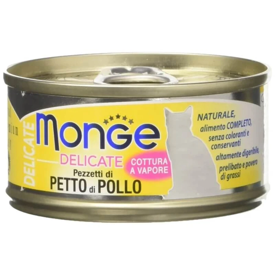 Monge Delicate - bucățele de piept de pui pentru pisici, 80 g