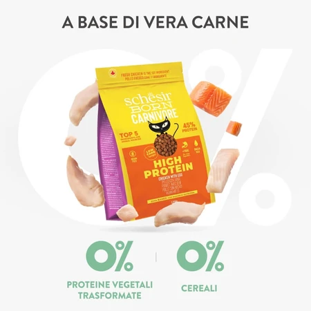 Schesir Born Huhn & Ei für Fleischfresser – Alleinfuttermittel für Katzen, 255 g