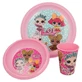 Lol Surprise Meal Set with a flat plate, a soup bowl, and a pink glass