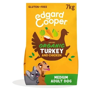 Edgard & Cooper Hondenvoer voor volwassen honden van middelgroot formaat met verse biologische kalkoen en kip, glutenvrij, 7 kg
