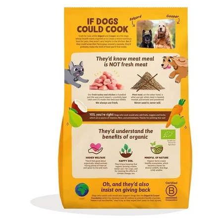 Edgard & Cooper Hondenvoer voor volwassen honden van middelgroot formaat met verse biologische kalkoen en kip, glutenvrij, 7 kg