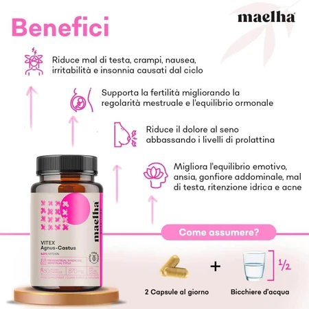 Maelha Nutrition Vitex agnus-castus 60 Kapseln – Nahrungsergänzungsmittel für den Menstruationszyklus