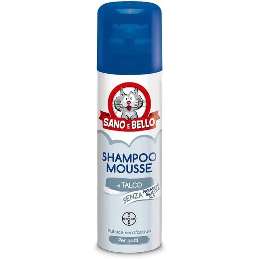 Bayer Italia Sano &amp; Bello Talc - Dry Shampoo Mousse for Cats, 200 ml