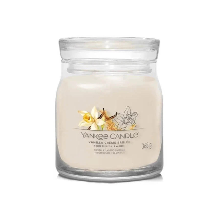 Yankee Candle Signature Vanilla Crème Brûlée - Bougie en pot moyen, 368 g