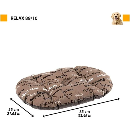 Ferplast Relax 89-10 - cuscino ovale in cotone lavabile per cani e gatti fantasia città marrone 89 x 55 cm