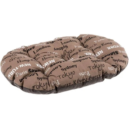 Ferplast Relax 89-10 - cuscino ovale in cotone lavabile per cani e gatti fantasia città marrone 89 x 55 cm
