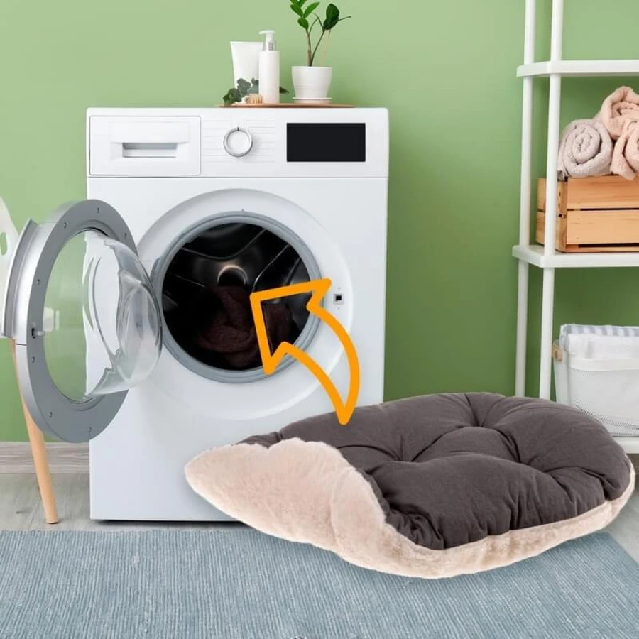 Ferplast Relax 89-10 - cuscino ovale in cotone lavabile per cani e gatti fantasia città marrone 89 x 55 cm