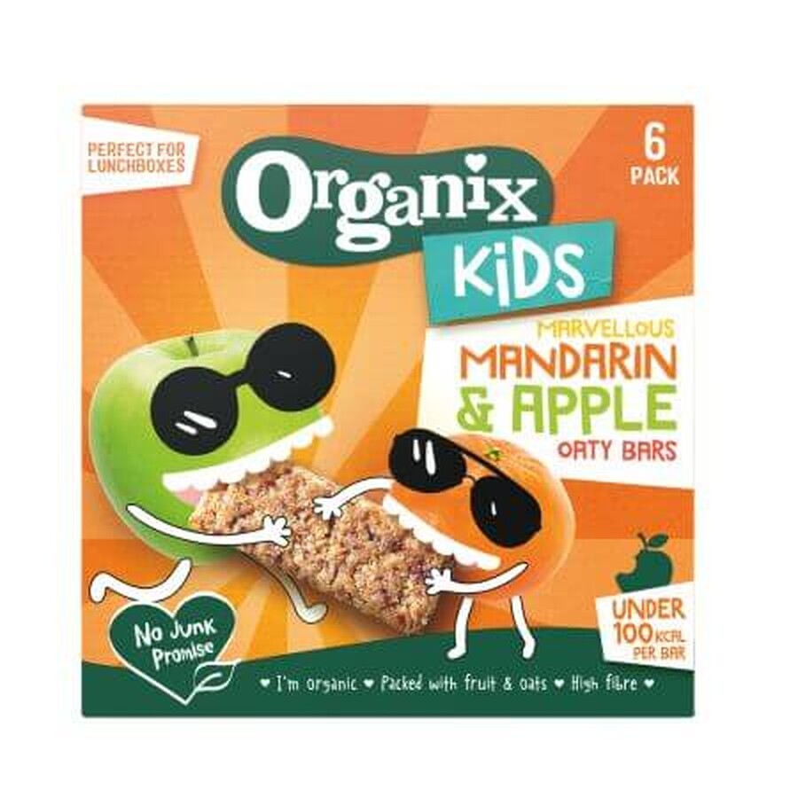 Bio-Hafervollkornriegel mit Mandarine und Apfel, +3 Jahre, 6 Riegel x 23 g, Organix