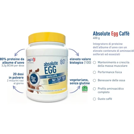Longlife Absolute Egg, koffiesmaak, 400 g - Supplement voor spieropbouw
