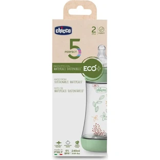 Chicco Perfect 5 Eco+ - Biberón de flujo medio, 240 ml, verde