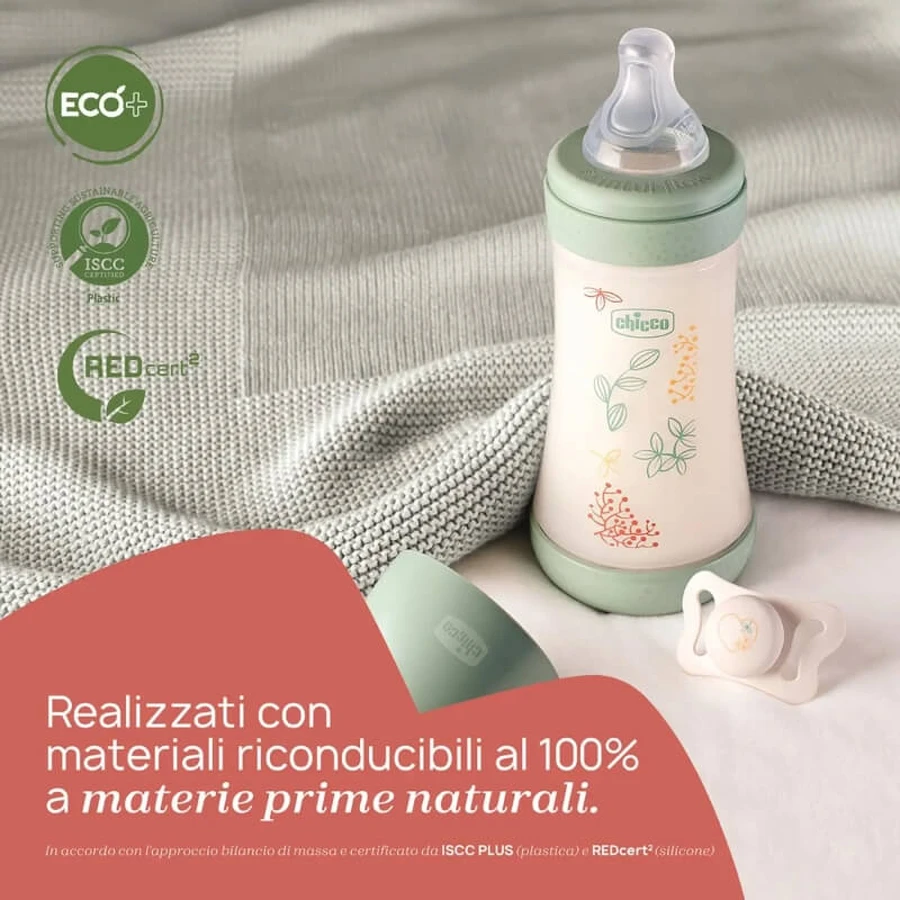 Chicco Perfect 5 Eco+ - Biberón de flujo medio, 240 ml, verde