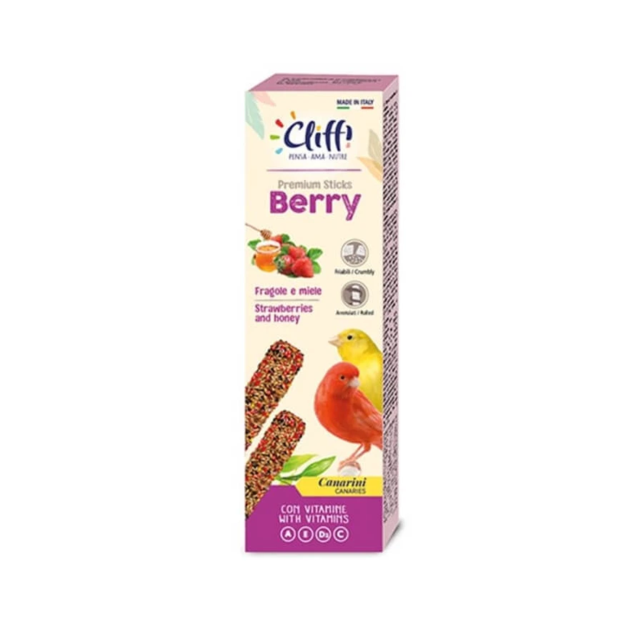 Cliffi Berry Sticks with Strawberries and Honey - Complete Food for Canaries, 60 g