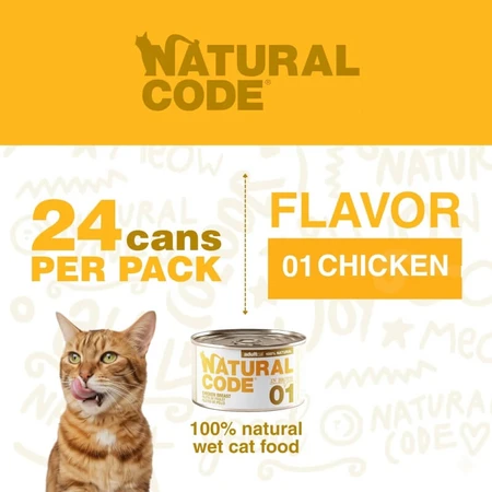 Natural Code 01 fileuri de pui – hrană completă pentru pisici adulte, 85 g