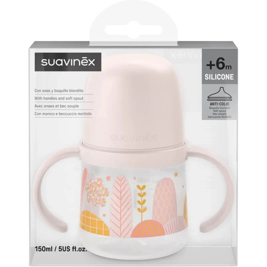 Suavinex Dreams – 150 ml auslaufsichere Flasche mit Griffen – Rosa