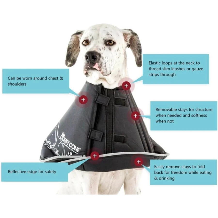 Candioli Comfy Cone - Collier élisabéthain innovant, souple et réfléchissant pour petits chiens et chats, 14 cm