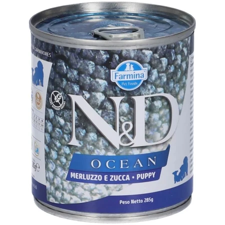 Farmina N&amp;d Ocean Puppy Kabeljauw en Pompoen - Compleet voer voor puppy's en zogende honden, 285 g