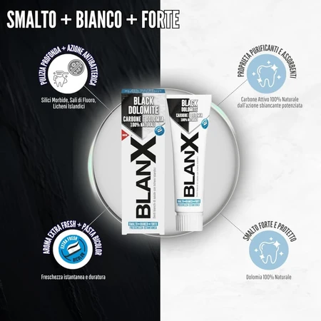 Blanx Black Dolomite – Zahnpasta für die Mundhygiene, 75 ml