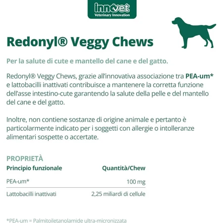 Innovet Redonyl Veggy 90 Soft Chews: un complemento alimenticio para perros y gatos que favorece la salud de la piel y el pelaje