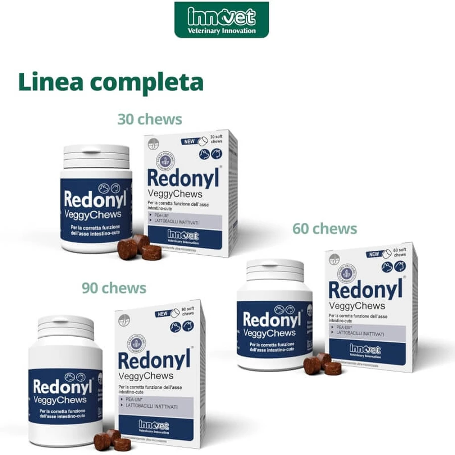 Innovet Redonyl Veggy 90 Soft Chews: un complemento alimenticio para perros y gatos que favorece la salud de la piel y el pelaje