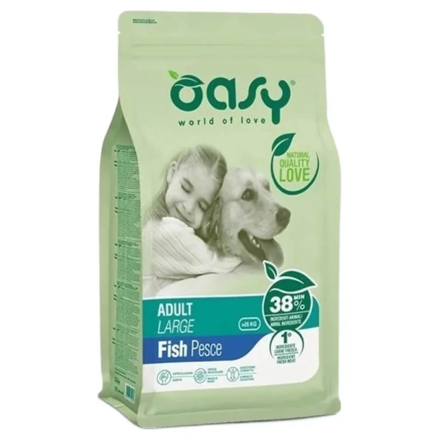 Oasy Adult Large met vissmaak – Compleet voer voor grote en reusachtige volwassen honden, 3 kg