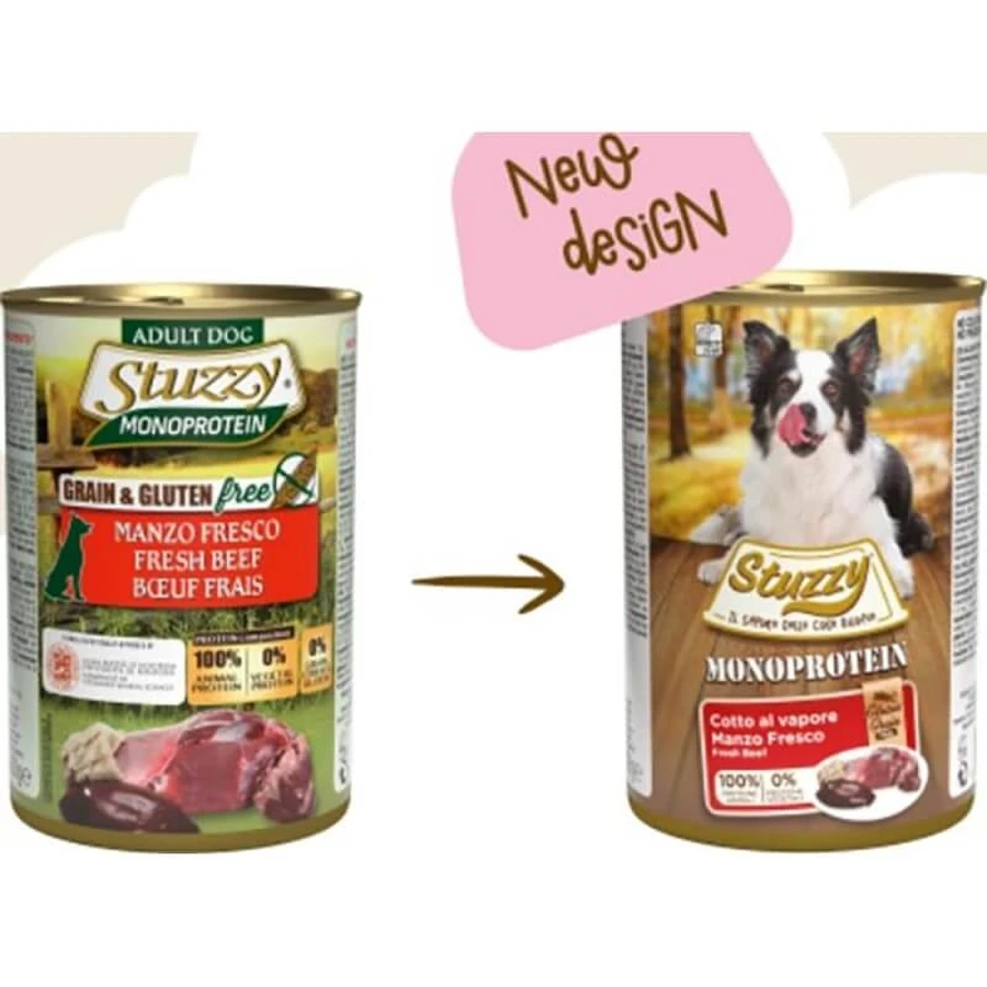 Schesir Stuzzy « Single-Protein » au bœuf frais - Aliment complet pour chiens adultes, 400 g