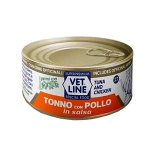 Vet Line Atún y pollo en salsa - Pienso completo para gatos, 70 g