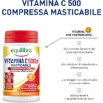 Equilibra Vitamin C 500 – Nahrungsergänzungsmittel zur Stärkung des Immunsystems, 60 Tabletten mit Orangengeschmack