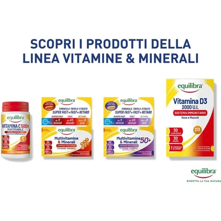 Equilibra Vitamin C 500 – Nahrungsergänzungsmittel zur Stärkung des Immunsystems, 60 Tabletten mit Orangengeschmack