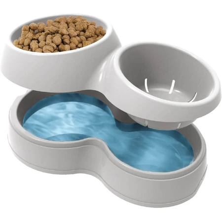 Bama Pet Ciotolotto - Double Bowl with Fresh Water Reservoir and Non-Slip Base for Medium-Sized Dogs and Cats