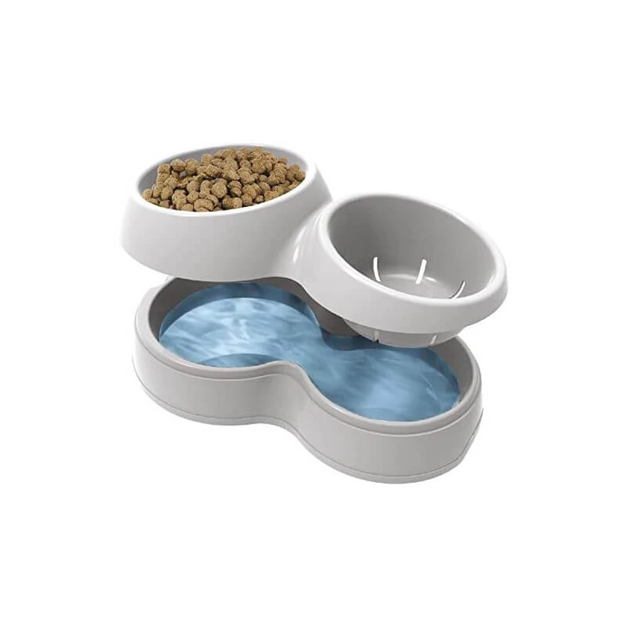 Bama Pet Ciotolotto - Double Bowl with Fresh Water Reservoir and Non-Slip Base for Medium-Sized Dogs and Cats