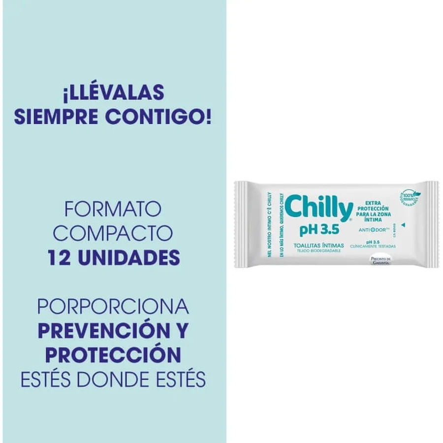 Chilly pH 3,5 - 12 intieme doekjes met extra bescherming
