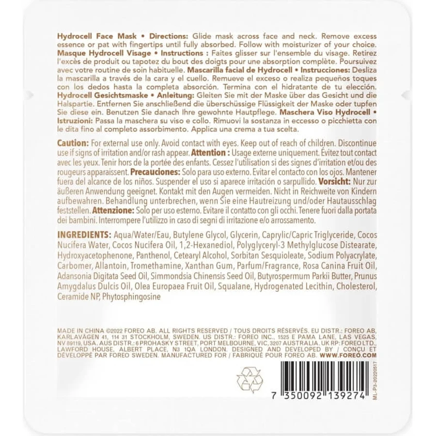 Foreo Kokosolie - 3 voedende sheetmaskers