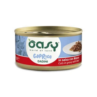 Oasy Caprice – cubulețe de carne de vită în sos pentru pisici – hrană completă pentru pisici adulte, 85 g