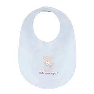 Light blue bib with the words "As handsome as Dad" and a bear design