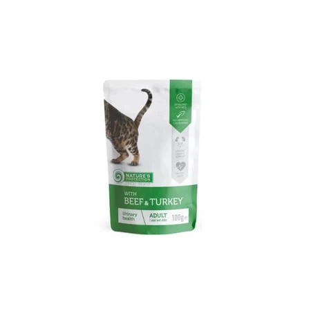 Nature's Protection - Comida húmeda para la salud urinaria con ternera y pavo - Comida húmeda completa para gatos adultos, 100 g