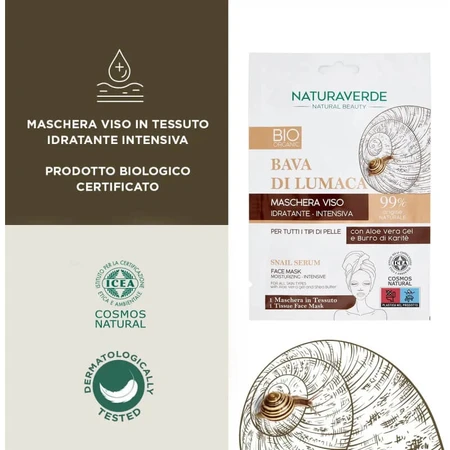 Naturaverde gezichtsmasker met slakkenslijm voor hydratatie
