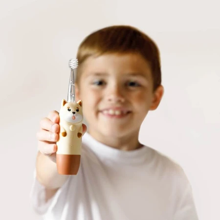 Innogio Gio Dog Brown - Brosse à dents sonique pour enfants avec tête de brosse lumineuse