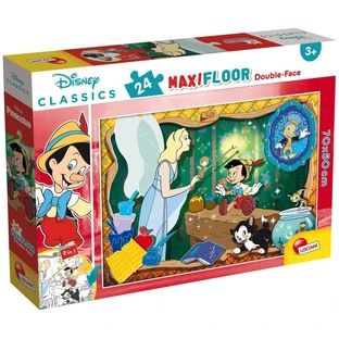 Lisciani Disney Pinocchio - 24-piece double-sided maxi floor puzzle with a coloring page on the back