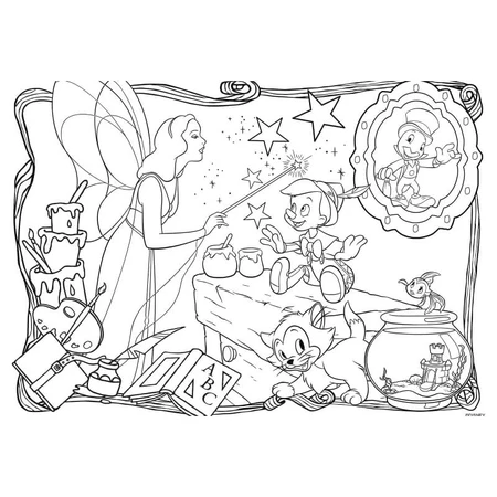 Lisciani Disney Pinocchio - 24-piece double-sided maxi floor puzzle with a coloring page on the back