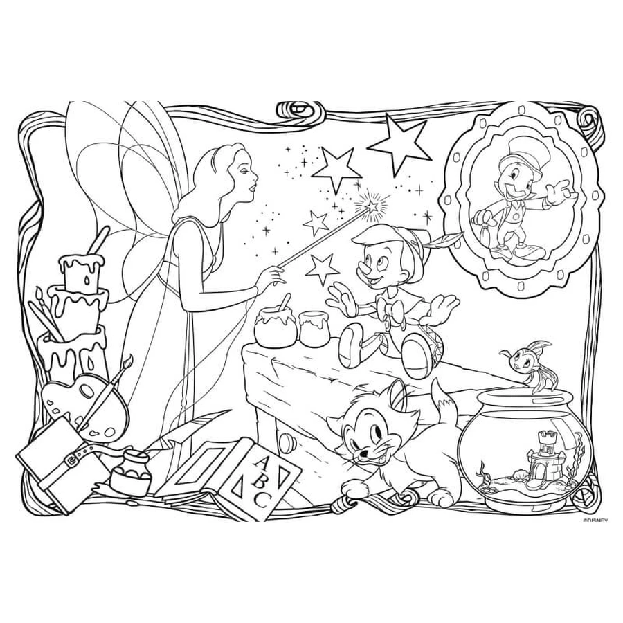 Lisciani Disney Pinocchio - 24-piece double-sided maxi floor puzzle with a coloring page on the back