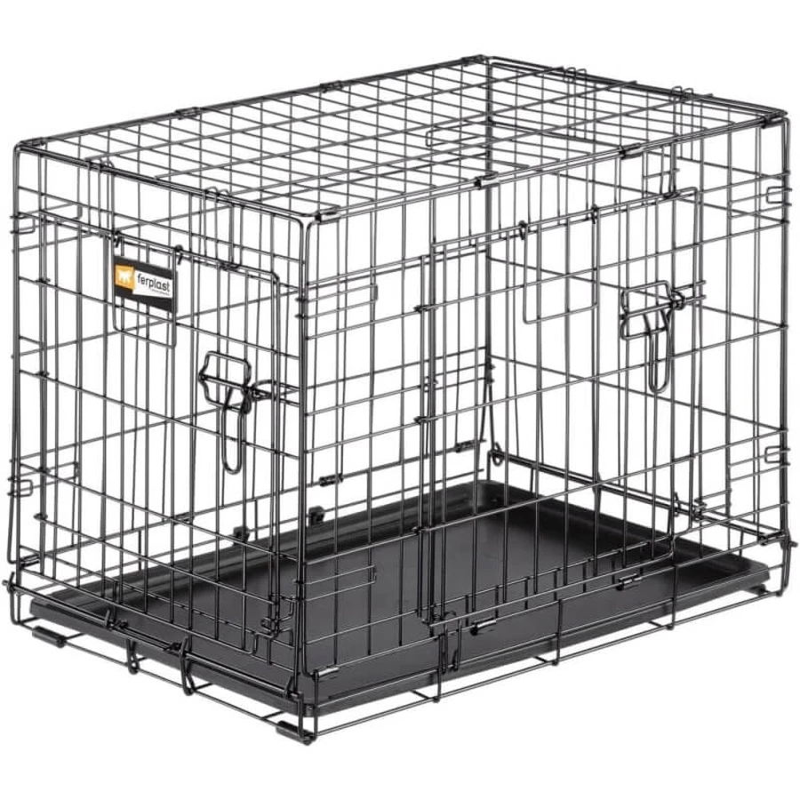 Ferplast Dog-inn 60 – Zusammenklappbare Metallbox für kleine Hunde mit verstellbarer Trennwand, 64,1 x 44,7 x H 49,2 cm