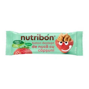 Barrita vegana de nueces y fresas sin gluten, 30g, Nutribon