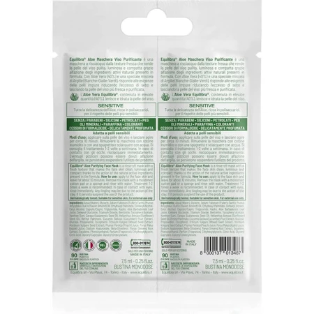 Equilibra Aloe - Zuiverend gezichtsmasker, verpakking met twee doses, 15 ml