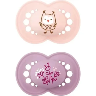 Mam Original: 2 chupetes con tetinas de silicona para bebés a partir de los 6 meses, en diversos diseños para niñas